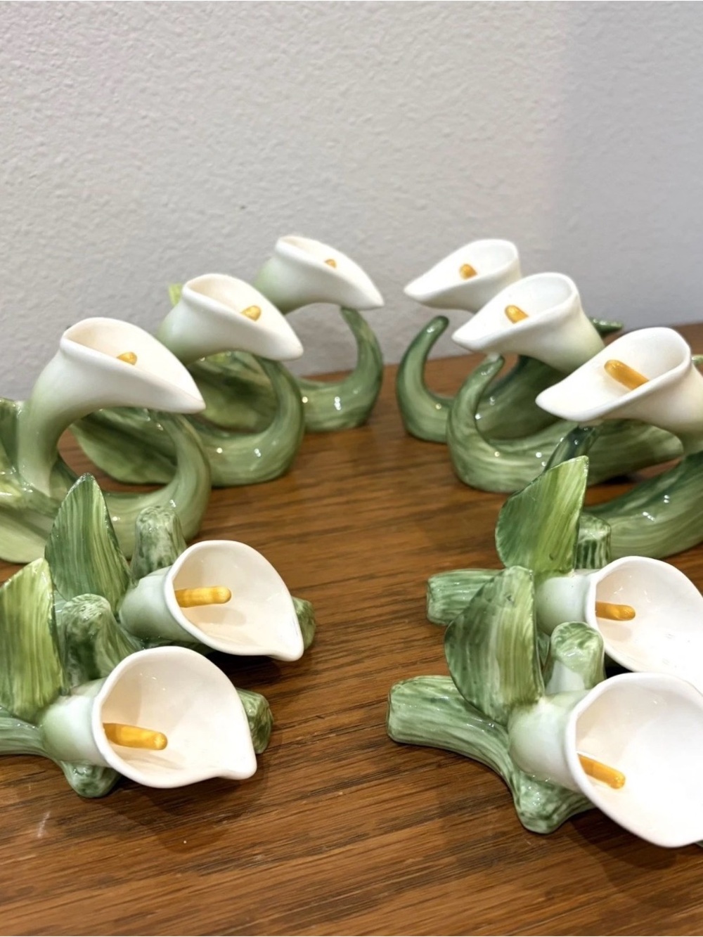 PIA RPA Vintage Bone China Napkin Rings & Table Place Card Holders Calla Lily